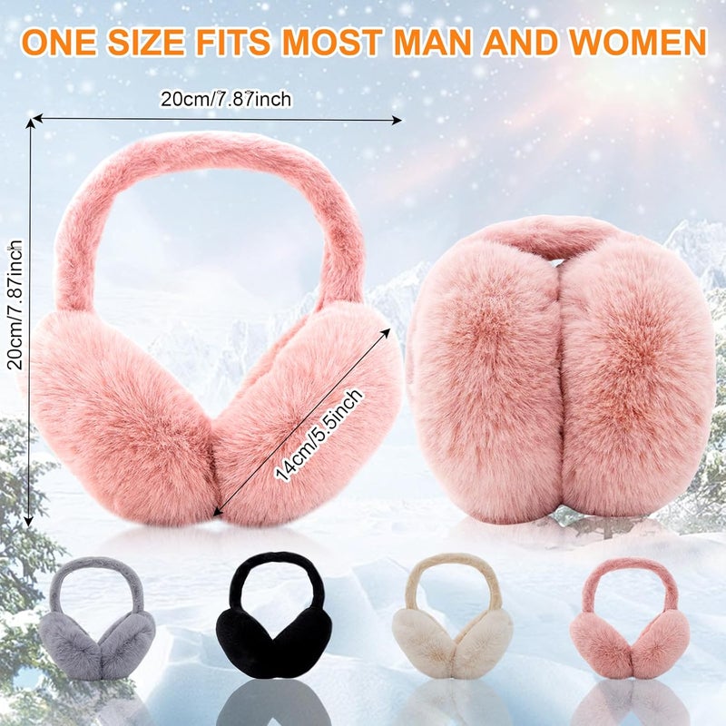 Adboros 4PCS Women Winter Ear Muffs Faux Fur Earmuffs Fuzzy Foldable Fluffy Ear Warmers for Winter Ear Covers Soft Girls - Image 2